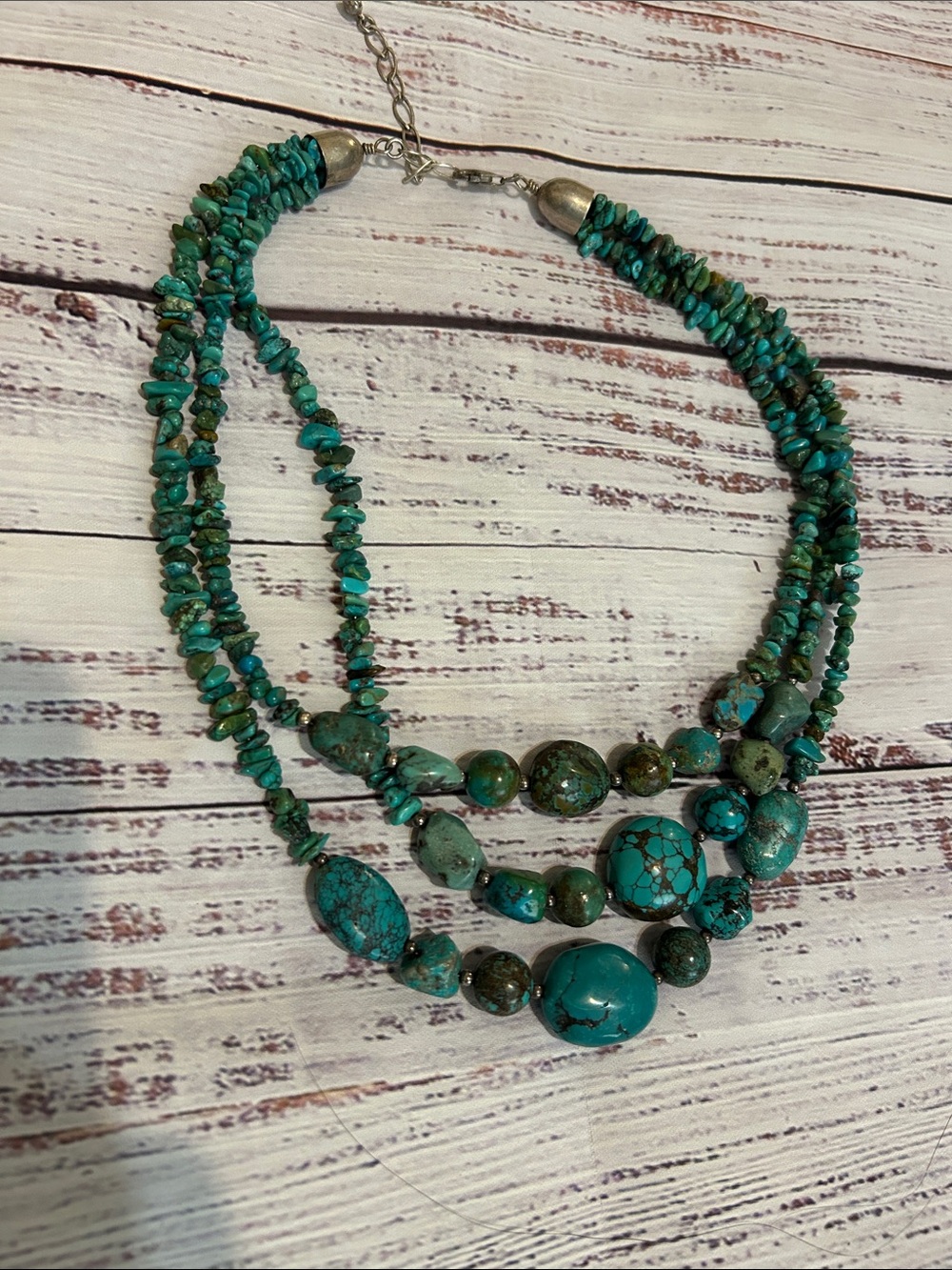 Jay King DTR 3 Strand Turquoise Multi-Strand Beaded 925 Sterling Silver Necklace